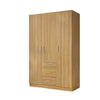 180cm Wooden 3 Door Wardrobe With 3 Drawers Bedroom Storage Hanging Bar Clothes