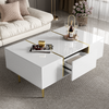 Modern High-gloss Coffee Table with 2 drawer for Living Room, White