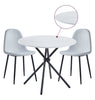 Dining Table Set, Small Round White Marble Effect Kitchen Table & 2 Grey Chairs