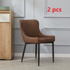 2x Faux Leather Dining Chairs Padded Seat Kitchen Office Chair Brown Vintage