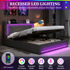 Ottoman Storage Upholstered Bed Frame with LED Lights 4ft6 Double Size Bed Grey
