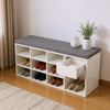 Wood Shoe Bench Hallway Shelves Rack with Cushion Storage Bench with Padded Seat