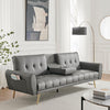 Lora Sofa Bed 3 Seater Faux Leather Click Clack with 2 Cup Holders - Grey