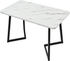 Dining Table Marble Effect Rectangular Metal Legs Modern Kitchen Living Room