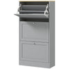 Narrow Shoe Cabinet with 3 Flip Drawers for 18 Pairs of Shoes Grey