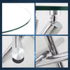 Round Glass Dining Table Cross Chrome Legs Home Kitchen Shop Office Furniture