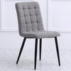 Set of 4 Grey Linen Fabric Dining Chairs Vintage Checker Padded Seat Metal Legs