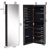 LED Lights Jewelry Cabinet Lockable Wall/Door Mounted Jewelry Armoire W/ Mirror