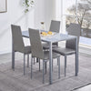 4x Grey Faux Leather Dining Chairs & Grey Tempered Glass Dining Table Dining Set