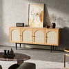Large Wide Sideboard Cabinet Storage with 8 Shelves Compartments Rattan Cupboard