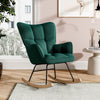 Modern Rocking Chair Upholstered Fabric Armchair Linen Padded Seat Rocker Chair