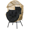 Rattan Leisure Chair w/ Cushion, Garden Egg Chair with Headrest, Sand