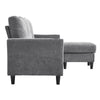 Grey L-Shaped Sofa w/3 Seater & Mobile Foot Stool, Modern Corner Sectional Couch