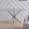 120cm Glass Console Table with Clear Tempered Glass and Chrome Cross Legs UK
