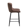 2 pcs Faux Leather / Velvet Bar Stools Diamond Design Soft Upholstered Seat Back