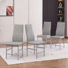Grey Marble Tempered Glass Dining Table & 4x Grey Faux Leather Dining Chairs Set