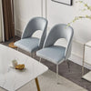Dining Chair Thick Upholstered Kitchen Chair with Metal Legs Light Grey Set of 2