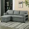 Linen Fabric 3 Seater Pull-Out Reversible Chaise Corner Sofa Bed Couch Storage