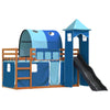 Bunk Bed with Slide and Curtains Blue 90x200 O3B2