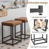 2X 60cm Counter Height Stools Metal Frame Modern Square Pub Bar Stools Brown