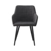 Set Of 2 Grey Dining Chairs Faux Leather Office Chairs Padded Seat Kitchen