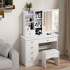 Dressing Table With Sliding Mirror 6 Drawers Open Shelves Vanity Desk