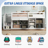 KIDS CHILDREN'S BED 3FT CABIN BED MID SLEEPER WITH DESK, STAIRS STORAGE CABINET