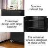 Steel Storage Cabinet 2Door 3 Layer Lockable Filing Cabinet Office Home w/Wheels