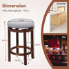 Set of 2 Bar Stools Wooden Counter Height Chair 360° Swivel Kitchen Padded Seat
