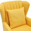 Velvet/Linen Shell Wing Back Upholster Accent Armchair Sofa Cushion Footstool UK