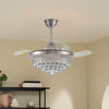 42" Ceiling Fan Light LED Crystal Chandelier Fan Lamp 3 Color Changing w/Remote