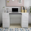 White High Gloss Dressing Table 6 Drawers Vanity Makeup/Computer Table Desk