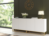 Modern Sideboard I 200cm I White I Fluted Fronts I Gold Legs I Storage Cabinet
