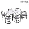 Dining Table and Chairs Set 6 Kitchen Table with MDF White Marble Tabletop Black