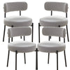 Set of 4 Boucle Dining Chairs with Oversized Seat Round Kitchen Chairs Grey