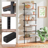 6-Tier Ladder Shelf Open Display Shelf with Metal Frame-Coffee