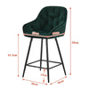 2X Green Velvet Bar Stools Kitchen Breakfast Stool Footrest 65 cm Padded Seat
