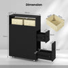 Slim Bathroom Storage Cabinet Narrow Rolling Storage Organizer-Black