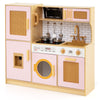 Wooden Kids Kitchen Playset w/ Range Hood & Cookware-Pink