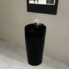Ceramic Stand Bathroom Sink Basin /Overflow Hole Black Round J3B4