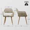 Set of 2 Beige Fabric Dining Chairs with Arms Modern Upholstered Kitchen Chairs