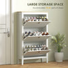 3 Drawer Shoe Cabinet with Flip Doors for Hallway, Entryway, White