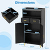 Kitchen Storage Cabinet 2 Door Buffet Sideboard with 2 Drawers Black