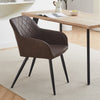 Brown Dining Chairs Set of 2 Faux Leather Diamond Seat with Hole Modern Chair
