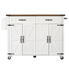 Rolling Kitchen Island Storage Trolley with 2 Drawers & Cupboard Dining White