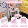 2 in 1 Kids Vanity Table and Chair Set Princess Makeup Dressing Table Writing