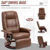 360° Swivel Recliner Chair with Footrest, PU Manual Reclining Armchair, Brown