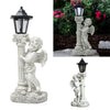 Resin Roman Pillar Angel Statue Figurine Solar Powered Light Outdoor Garden Lamp