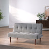 Grey Fabric Sofa Bed 2 Seater Sleeper Sofa Padded Spring Seat Walnut Wooden Legs