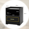 LED Bedside Table, Smart Nightstand Sofa Side Table with Charging Station Drawer